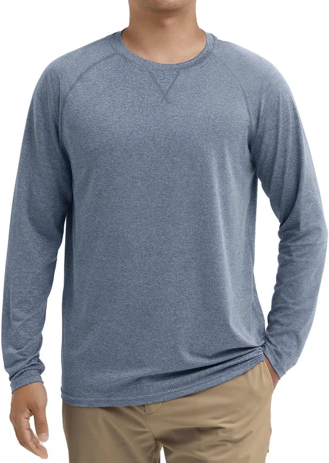 Men's UPF 50  Sun Protection Fishing Shirt Long Sleeve UV SPF Lightweight T-Shirt Rash Guard for Running Hiking
