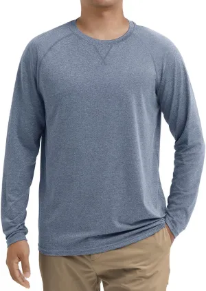 Men's UPF 50  Sun Protection Fishing Shirt Long Sleeve UV SPF Lightweight T-Shirt Rash Guard for Running Hiking