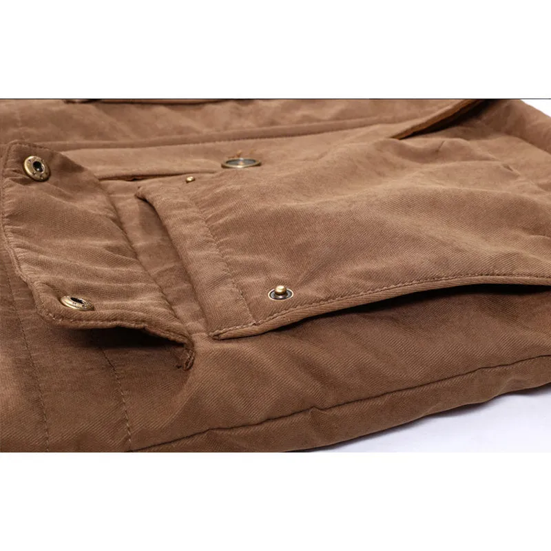 Men's Winter Windproof Thicken Fleece Drawstring Pockets Coat