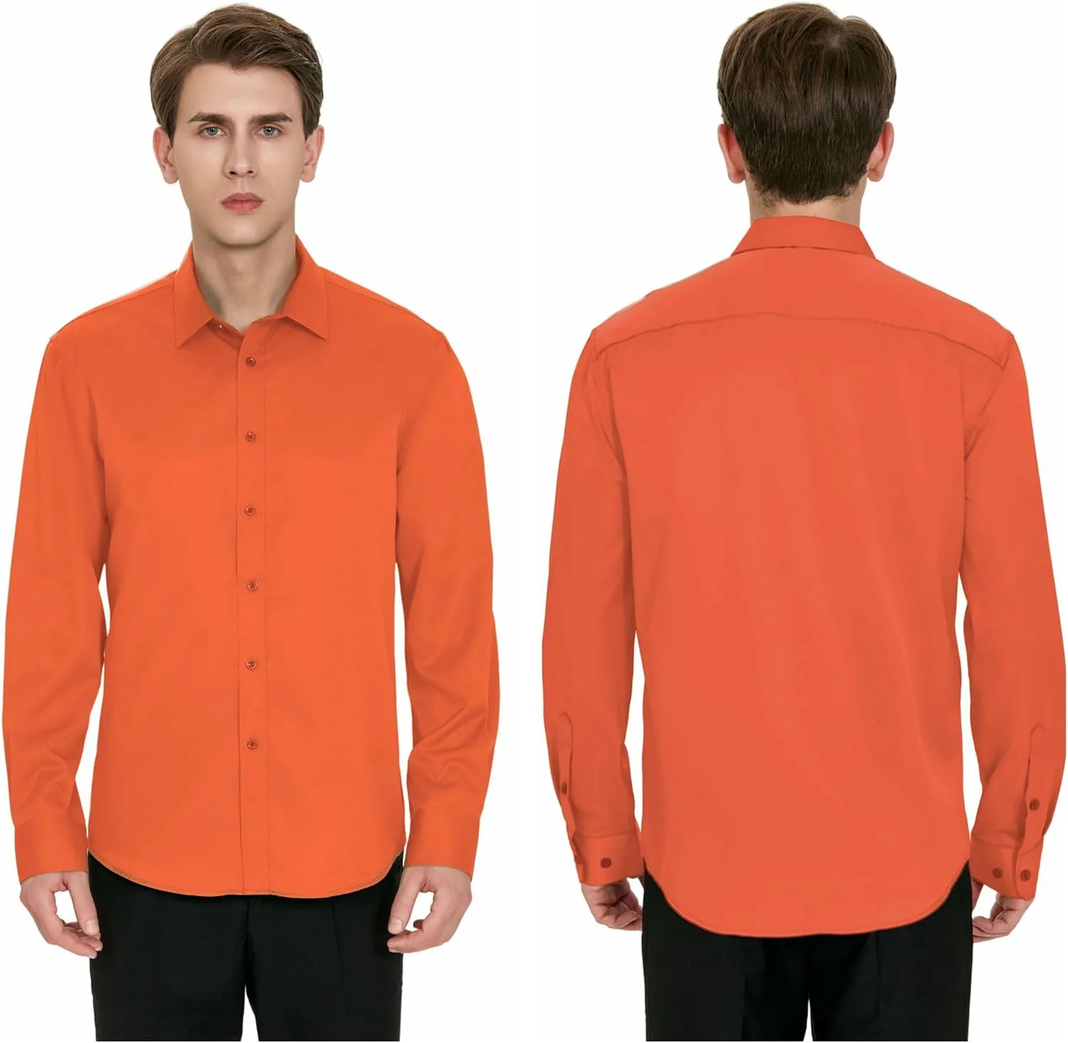 Men's Wrinkle-Free Dress Shirts Long Sleeve Button Down Shirt Regular Fit Casual Wedding Silky Sheen Looking Shirt