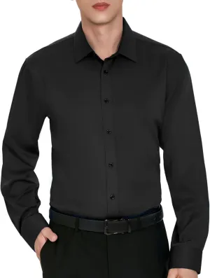 Men's Wrinkle-Free Dress Shirts Long Sleeve Button Down Shirt Regular Fit Casual Wedding Silky Sheen Looking Shirt