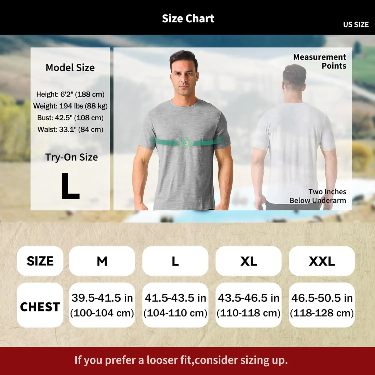 Merino Protect 100% Merino Wool T-Shirt for Men Short Sleeve Slim Fit Undershirt Soft Lightweight Tee Shirt for Travel Hiking