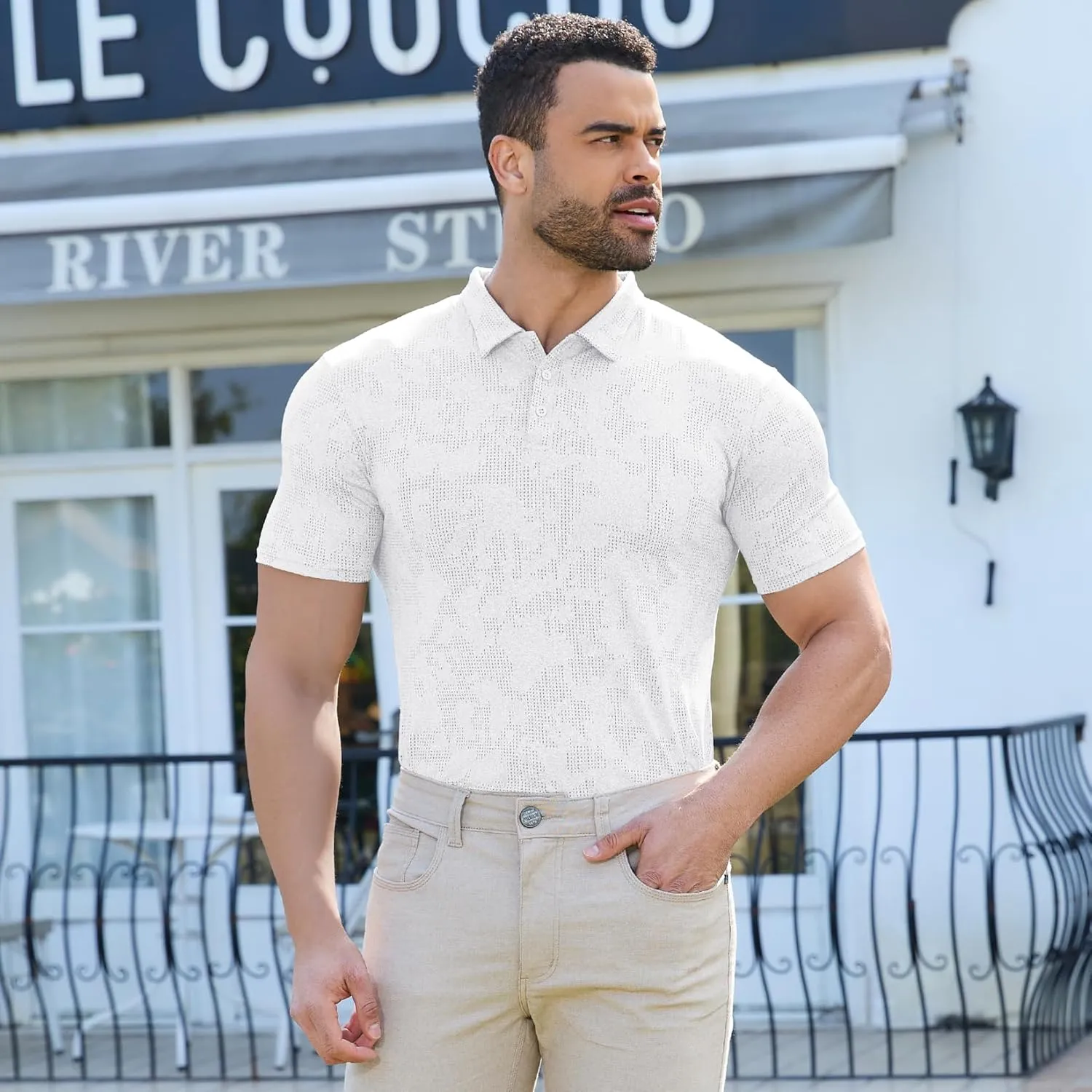 MISS MOLY Men's Short Sleeve Polo Shirt Quick Drying Golf T-Shirt Lightweight Button Down Athletic Casual Collared Tee