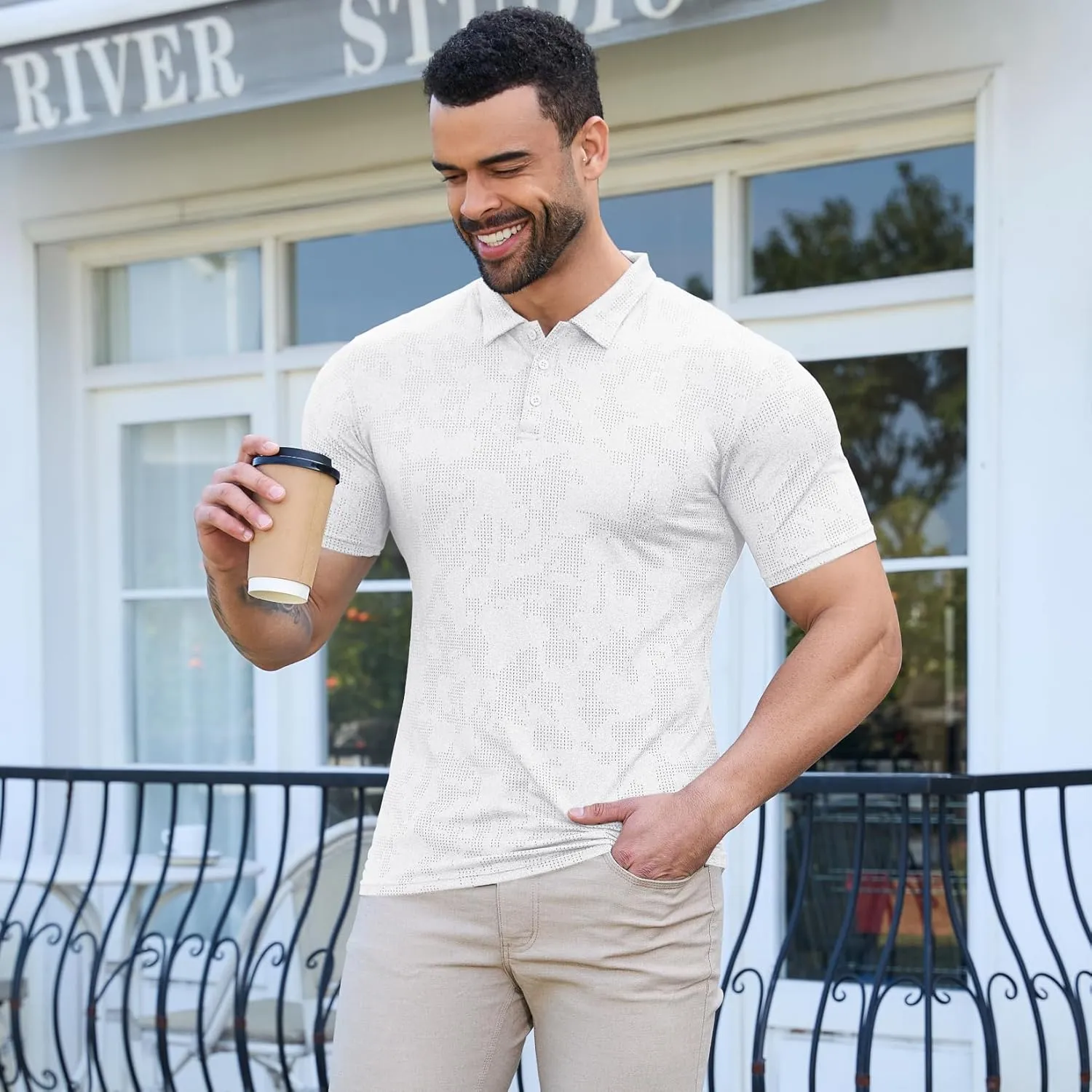 MISS MOLY Men's Short Sleeve Polo Shirt Quick Drying Golf T-Shirt Lightweight Button Down Athletic Casual Collared Tee