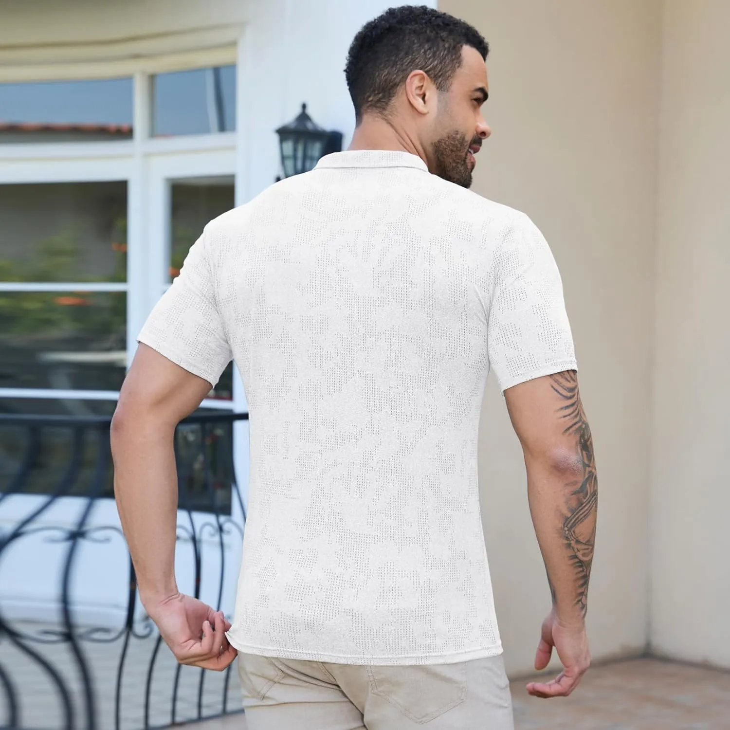 MISS MOLY Men's Short Sleeve Polo Shirt Quick Drying Golf T-Shirt Lightweight Button Down Athletic Casual Collared Tee