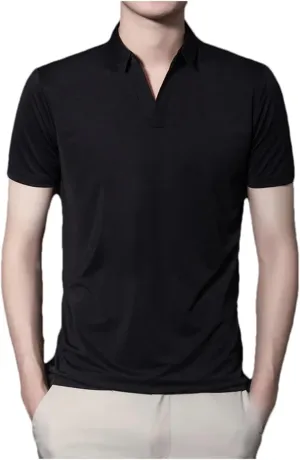 Mnjyihy Men Solid Fashion Polo Shirt Summer Short Sleeve Plus Size Thin Slim Fit Tactical Quick-Dry Golf Shirt