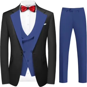 MOGU Mens 3 Piece Suits Slim Fit Tuxedo Suit Set Blazer Vest Pants for Wedding