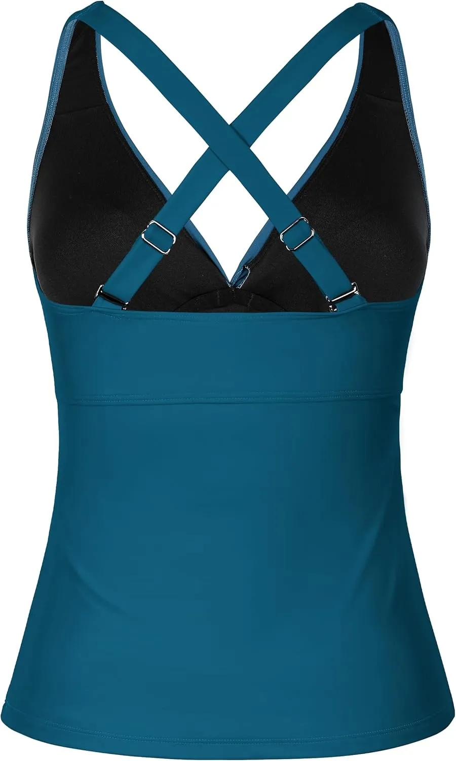 Mycoco Women's Underwire Tankini Top Twist V Neck Push Up Swim Top Ruched Bathing Suit Tops Only