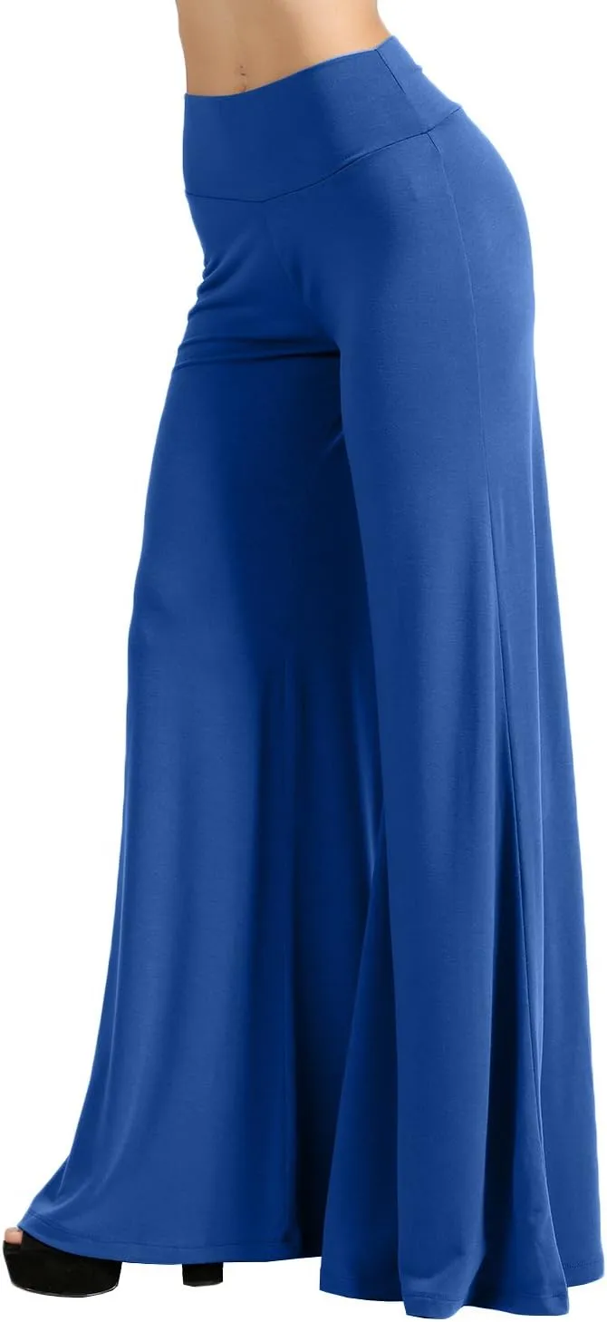 NE PEOPLE Womens Comfy Basic Solid High Waist Stretch Bell Bottom Flare Boho Palazzo Pants Trousers (S-3XL)