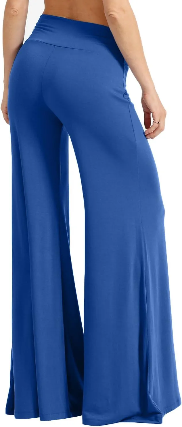 NE PEOPLE Womens Comfy Basic Solid High Waist Stretch Bell Bottom Flare Boho Palazzo Pants Trousers (S-3XL)