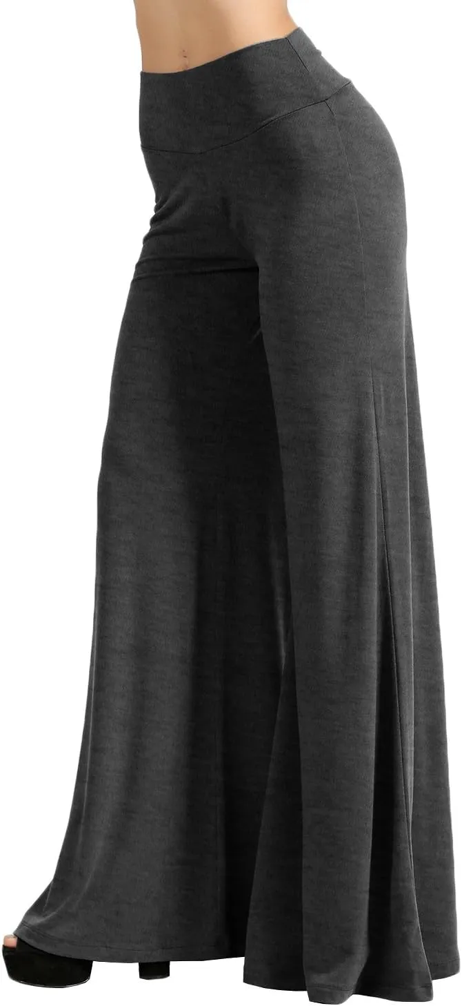 NE PEOPLE Womens Comfy Basic Solid High Waist Stretch Bell Bottom Flare Boho Palazzo Pants Trousers (S-3XL)