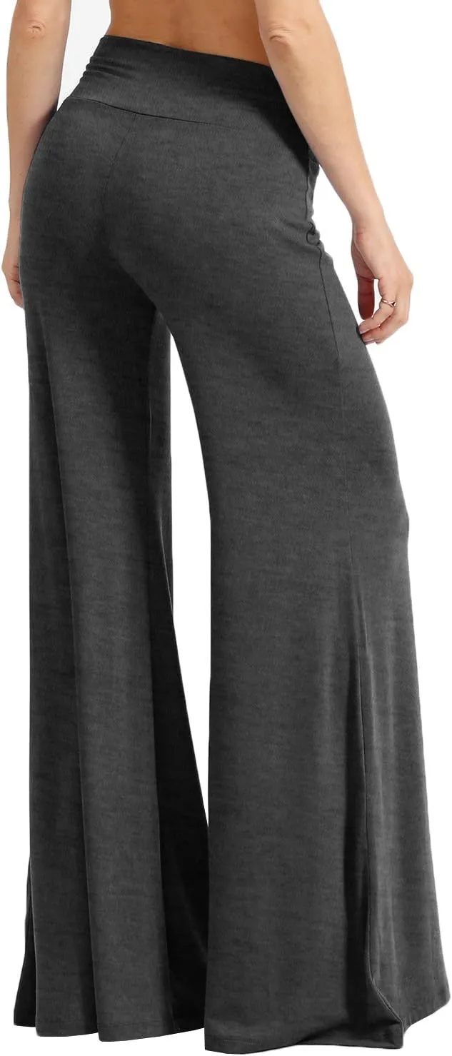 NE PEOPLE Womens Comfy Basic Solid High Waist Stretch Bell Bottom Flare Boho Palazzo Pants Trousers (S-3XL)