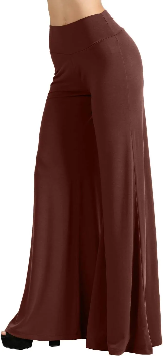 NE PEOPLE Womens Comfy Basic Solid High Waist Stretch Bell Bottom Flare Boho Palazzo Pants Trousers (S-3XL)