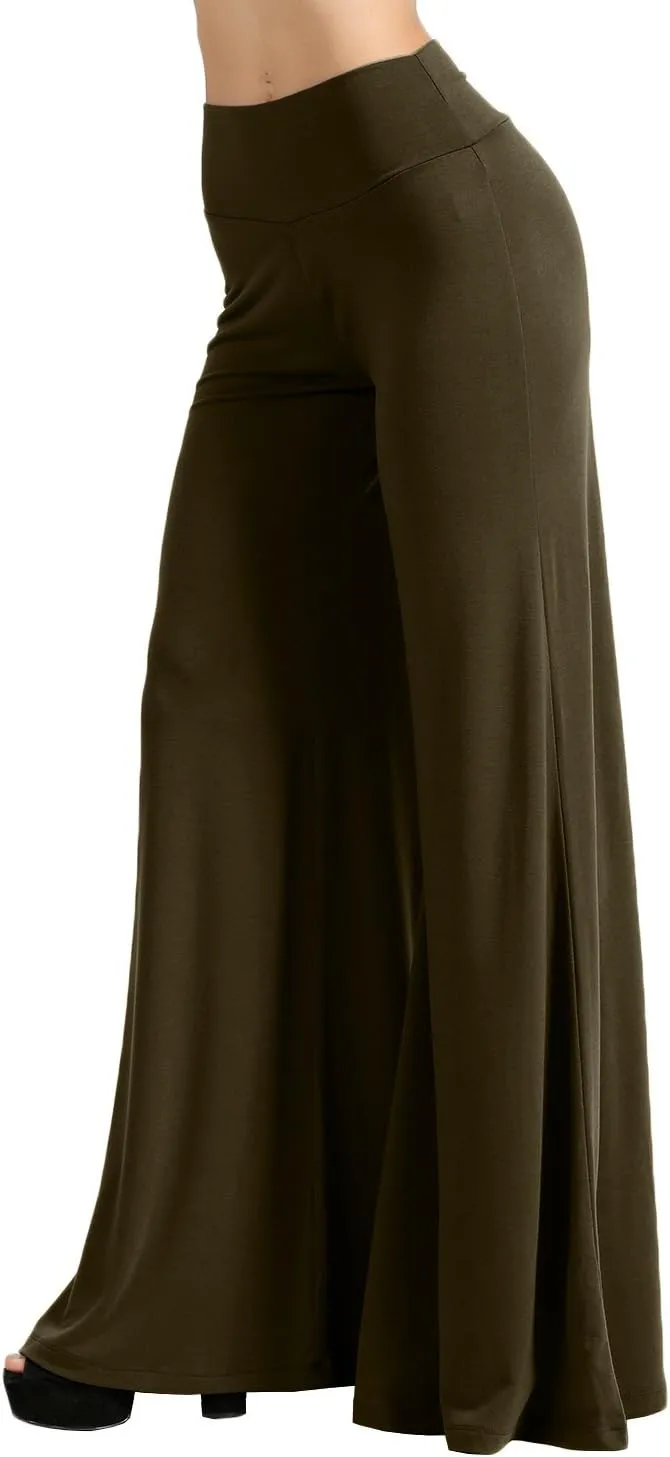 NE PEOPLE Womens Comfy Basic Solid High Waist Stretch Bell Bottom Flare Boho Palazzo Pants Trousers (S-3XL)