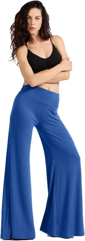 NE PEOPLE Womens Comfy Basic Solid High Waist Stretch Bell Bottom Flare Boho Palazzo Pants Trousers (S-3XL)