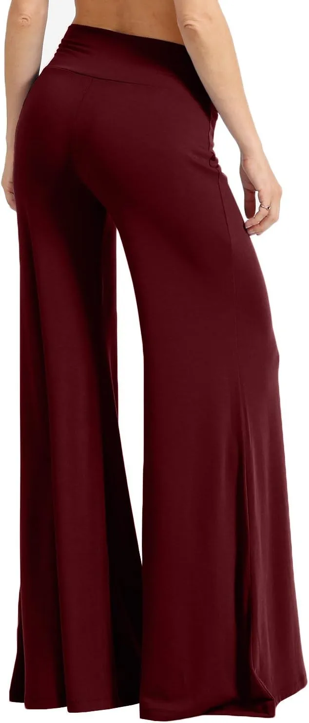 NE PEOPLE Womens Comfy Basic Solid High Waist Stretch Bell Bottom Flare Boho Palazzo Pants Trousers (S-3XL)