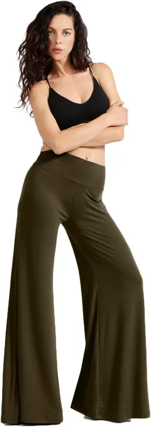 NE PEOPLE Womens Comfy Basic Solid High Waist Stretch Bell Bottom Flare Boho Palazzo Pants Trousers (S-3XL)