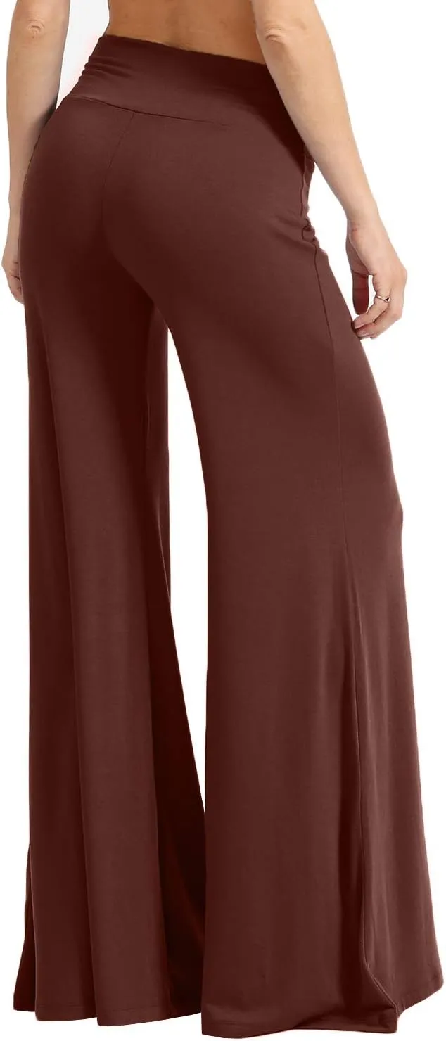 NE PEOPLE Womens Comfy Basic Solid High Waist Stretch Bell Bottom Flare Boho Palazzo Pants Trousers (S-3XL)