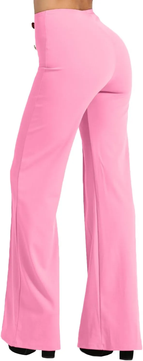 NE PEOPLE Womens High Waist Sailor Bell Bottom Long Pants Made in USA S-3XL