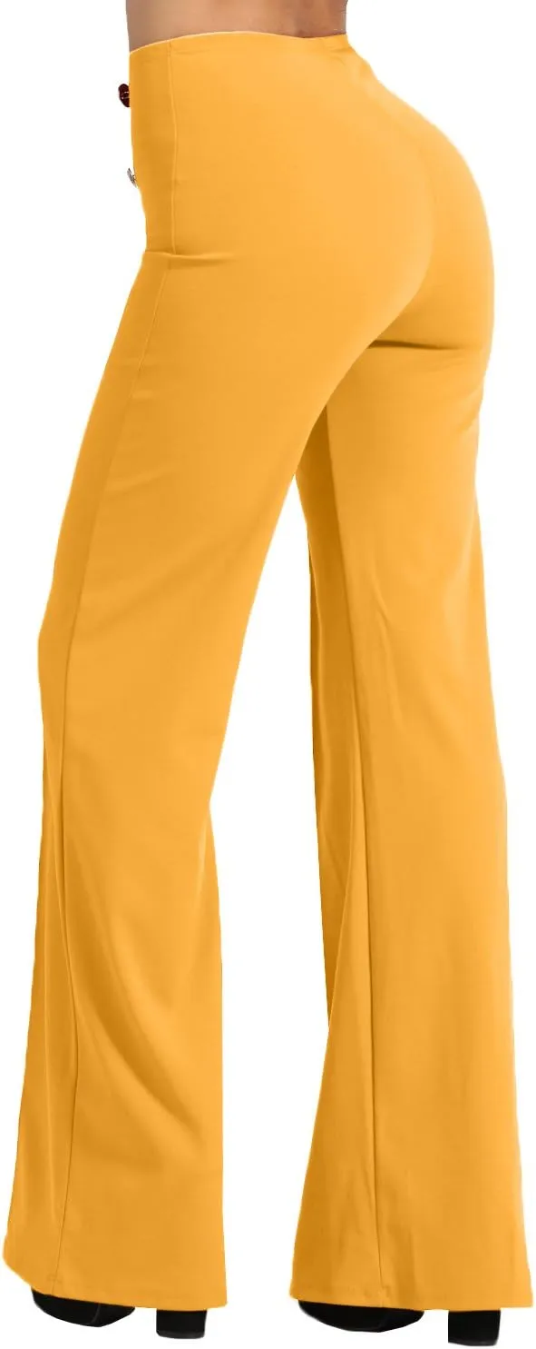 NE PEOPLE Womens High Waist Sailor Bell Bottom Long Pants Made in USA S-3XL