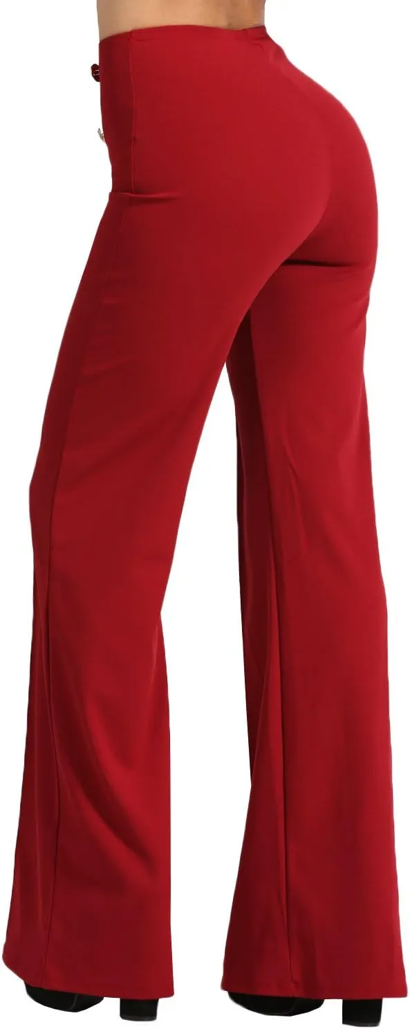 NE PEOPLE Womens High Waist Sailor Bell Bottom Long Pants Made in USA S-3XL