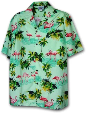 Pacific Legend Men's Flamingos Hawaiian Shirt