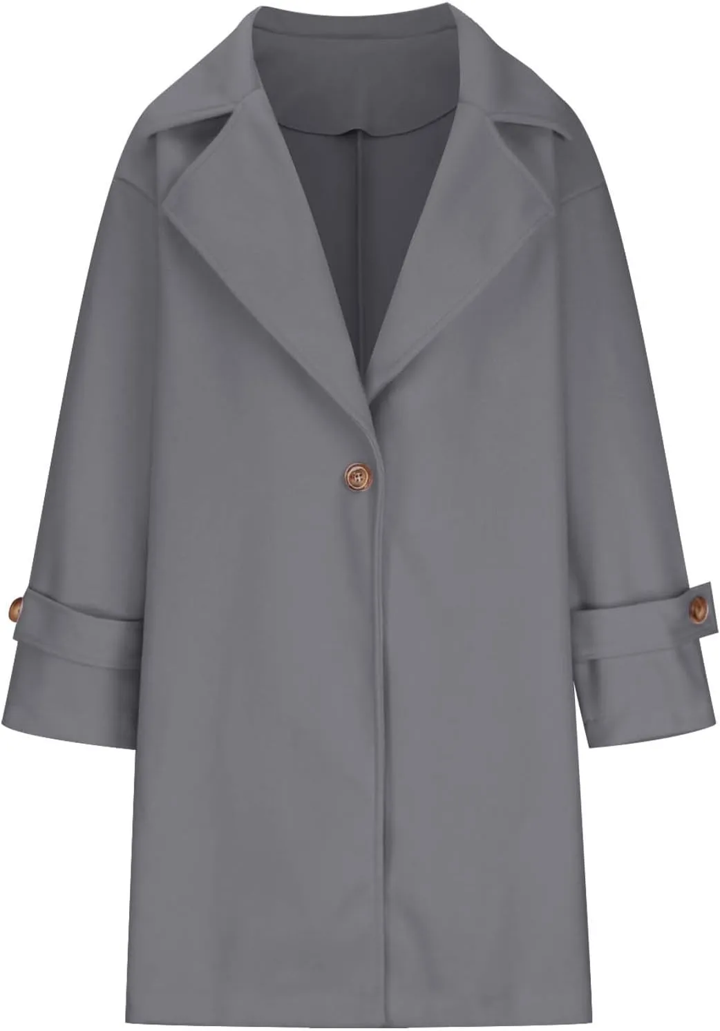 Pea Coats for Women Notch Collar Single Breasted Mid-Long Trench Coat Essential Winter Warm Casual Woolen Overcoat