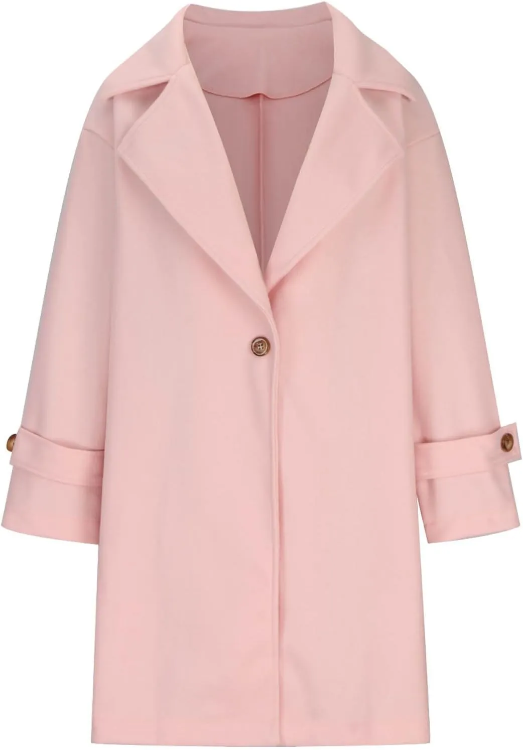 Pea Coats for Women Notch Collar Single Breasted Mid-Long Trench Coat Essential Winter Warm Casual Woolen Overcoat