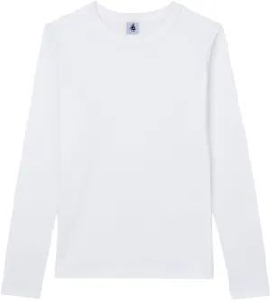 Petit Bateau Women's Long Sleeves Iconic Round Neck T-Shirt Light Grey Color Style 55956 Size Medium