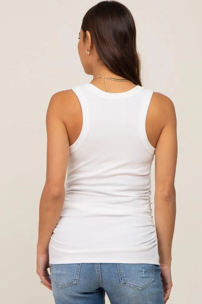 PinkBlush Ribbed Sleeveless Ruched Maternity Tank Top