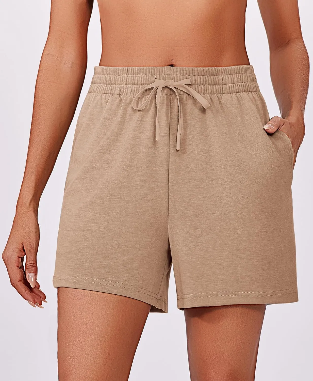 PINSPARK 2 Piece Sets for Women Summer Lounge Sets Short Sleeve Sweatsuit V-neck Tops and Drawstring Shorts Outfits Tracksuit