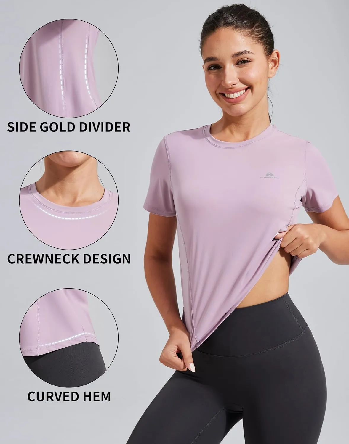 Pioneer Camp Women's Workout Shirts Short Sleeve Quick Dry T-Shirt Gym Athletic Tshirts Yoga Running Tops Crew Neck Tees