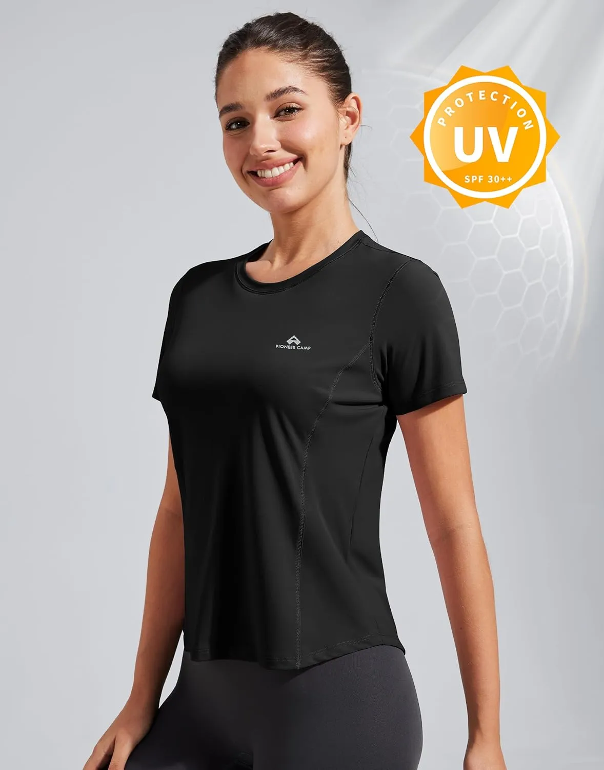 Pioneer Camp Women's Workout Shirts Short Sleeve Quick Dry T-Shirt Gym Athletic Tshirts Yoga Running Tops Crew Neck Tees
