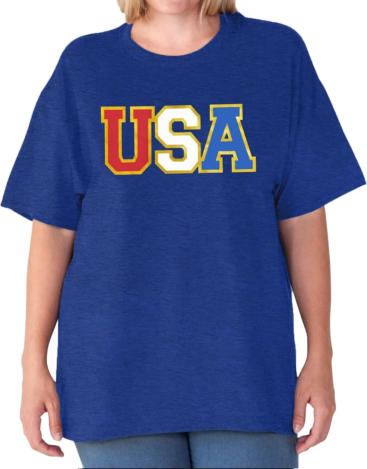 Plus Size USA Flag Shirt Women Patriotic Tee American Flag Tshirt 4th of July Top USA Summer Shirts