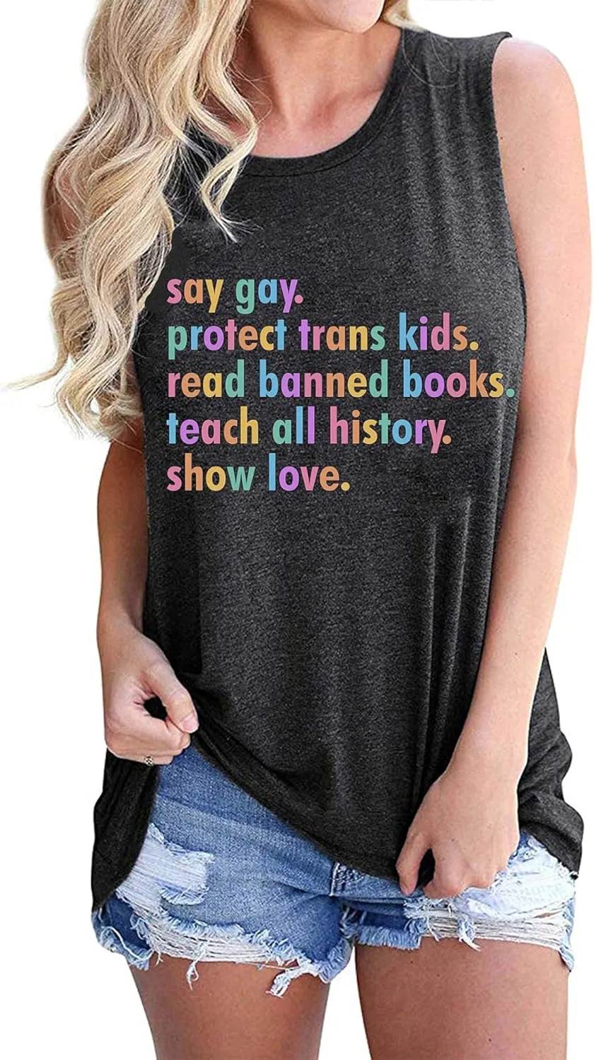 Pride Tank Top for Women Pride Shirts LGBT Equality Letter Print T Shirt Gay Outfits Ally Sleeveless Tee Top