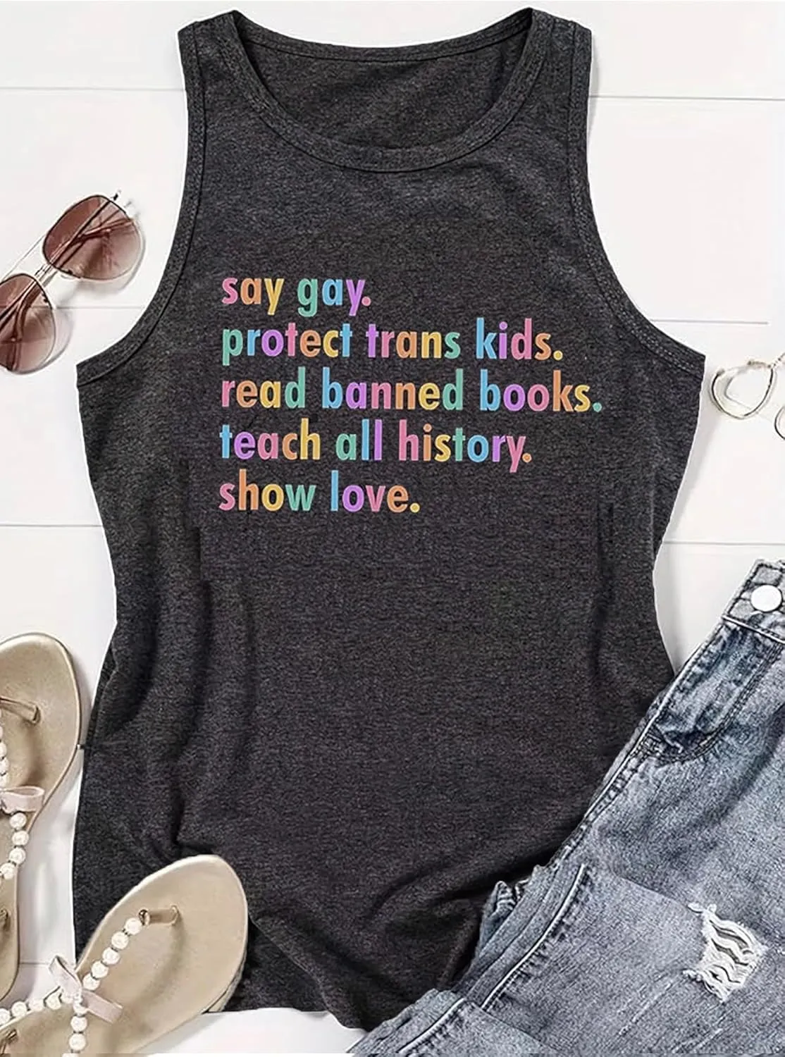 Pride Tank Top for Women Pride Shirts LGBT Equality Letter Print T Shirt Gay Outfits Ally Sleeveless Tee Top