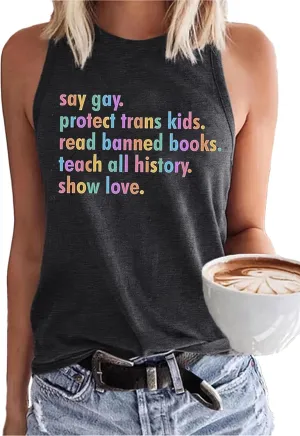 Pride Tank Top for Women Pride Shirts LGBT Equality Letter Print T Shirt Gay Outfits Ally Sleeveless Tee Top