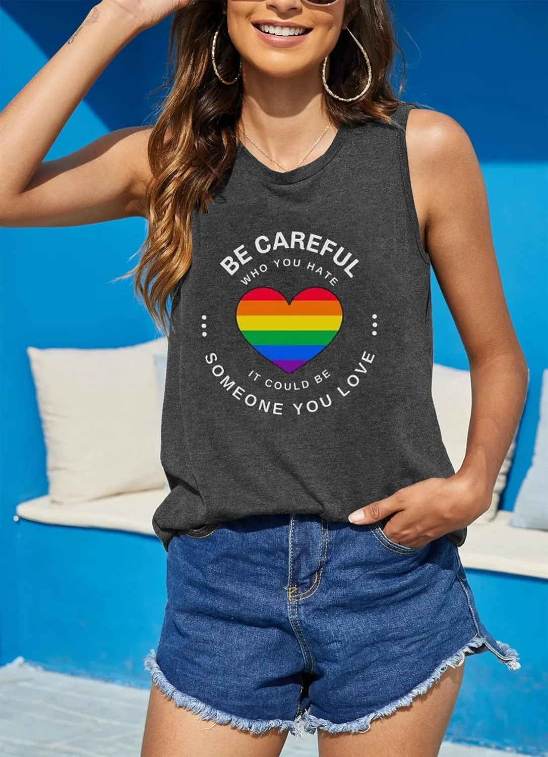 Pride Tank Top for Women Pride Shirts LGBT Equality Letter Print T Shirt Gay Outfits Ally Sleeveless Tee Top