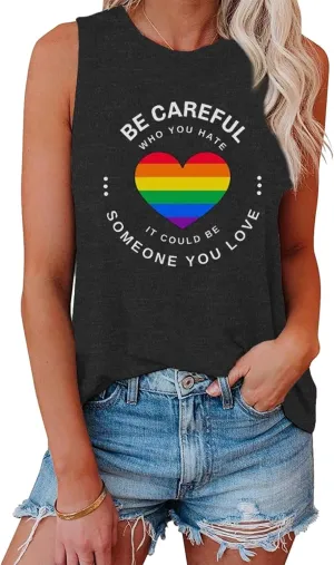 Pride Tank Top for Women Pride Shirts LGBT Equality Letter Print T Shirt Gay Outfits Ally Sleeveless Tee Top