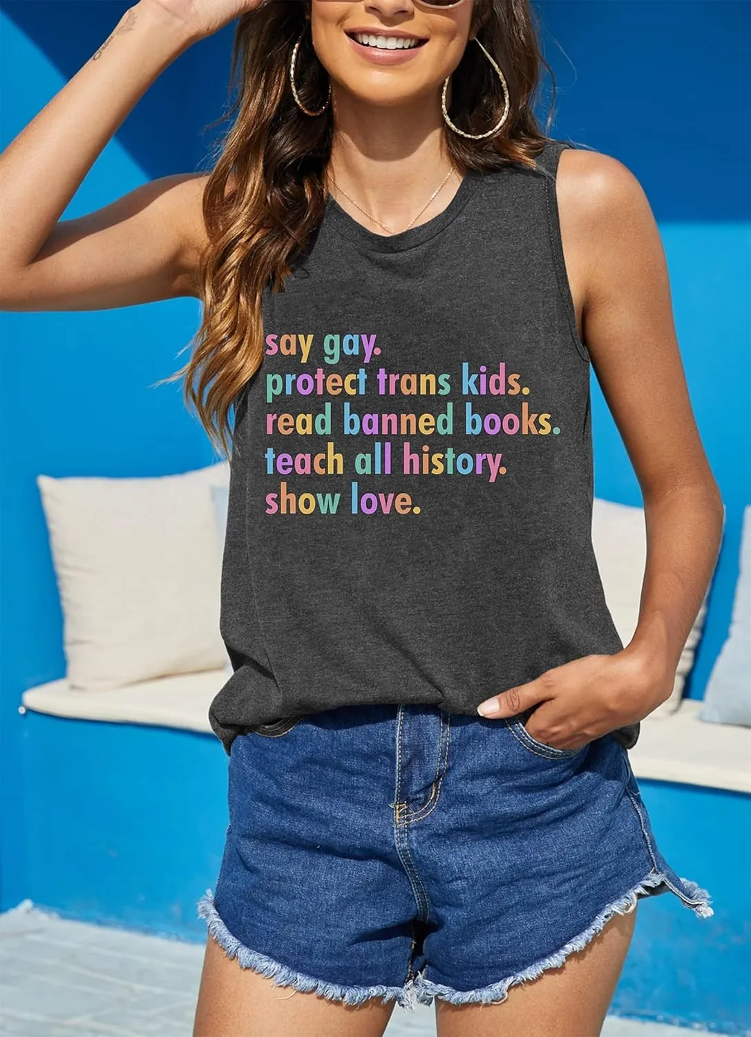 Pride Tank Top for Women Pride Shirts LGBT Equality Letter Print T Shirt Gay Outfits Ally Sleeveless Tee Top