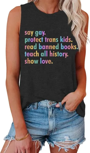 Pride Tank Top for Women Pride Shirts LGBT Equality Letter Print T Shirt Gay Outfits Ally Sleeveless Tee Top