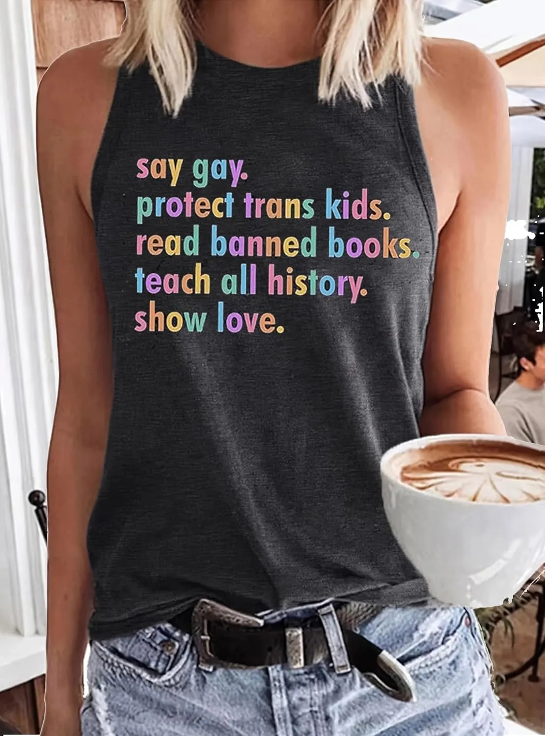 Pride Tank Top for Women Pride Shirts LGBT Equality Letter Print T Shirt Gay Outfits Ally Sleeveless Tee Top