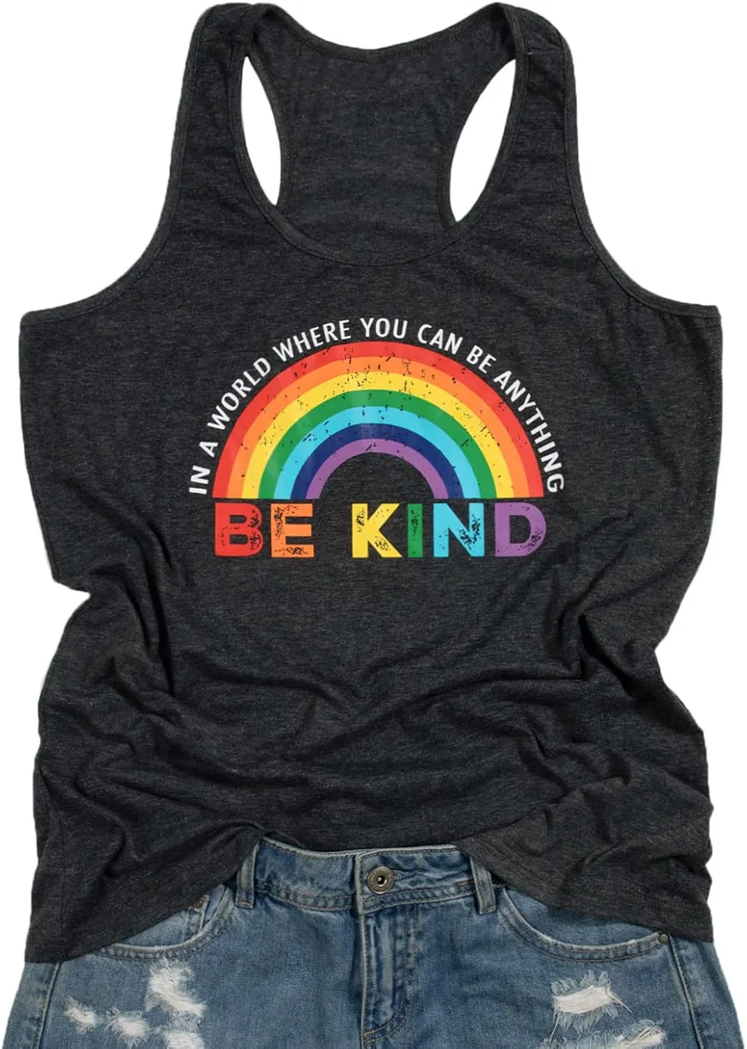 Pride Tank Top Women Be Kind Gay Pride Shirt Rainbow Pride Shirt LGBTQ Equality Tshirt Lesbian Racerback Tank Top