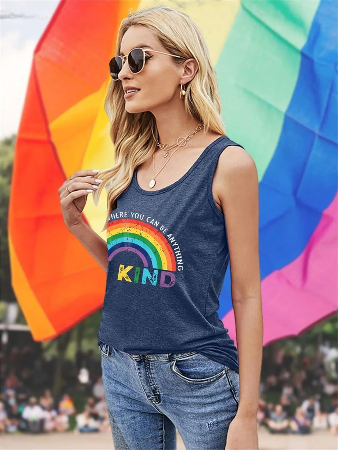 Pride Tank Top Women Be Kind Gay Pride Shirt Rainbow Pride Shirt LGBTQ Equality Tshirt Lesbian Racerback Tank Top