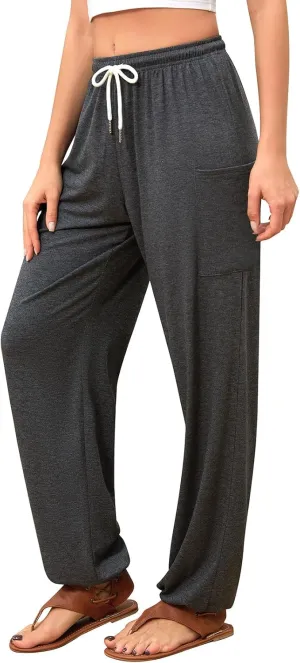 QIANXIZHAN Women's Harem Pants, Hippie Palazzo Pants Boho Joggers Yoga Clothes with Pockets
