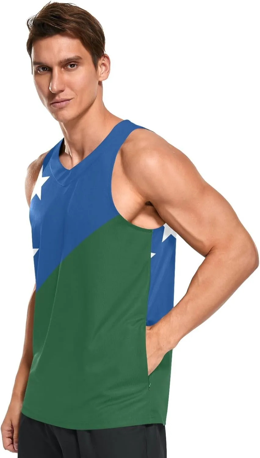Rastafari Flag Men's Beach Tank Top Colorful Print Sport Workout & Training Top Summer Quick Dry Sleeveless Tee Shirt Unisex