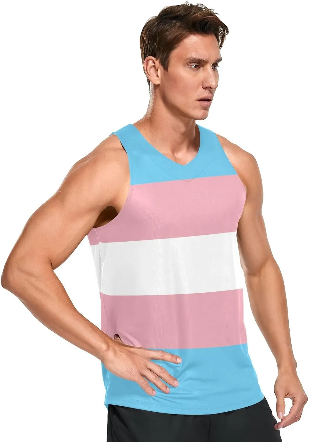 Rastafari Flag Men's Beach Tank Top Colorful Print Sport Workout & Training Top Summer Quick Dry Sleeveless Tee Shirt Unisex