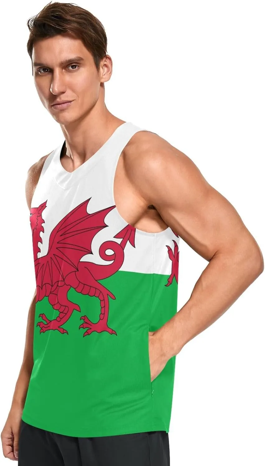 Rastafari Flag Men's Beach Tank Top Colorful Print Sport Workout & Training Top Summer Quick Dry Sleeveless Tee Shirt Unisex