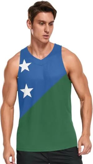 Rastafari Flag Men's Beach Tank Top Colorful Print Sport Workout & Training Top Summer Quick Dry Sleeveless Tee Shirt Unisex