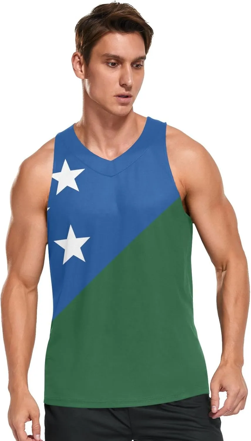 Rastafari Flag Men's Beach Tank Top Colorful Print Sport Workout & Training Top Summer Quick Dry Sleeveless Tee Shirt Unisex